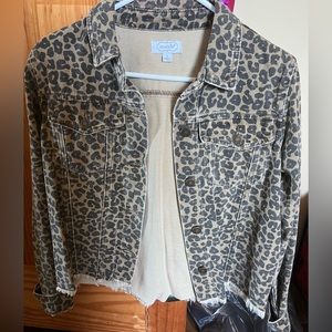 mud pie denim cheetah print jacket